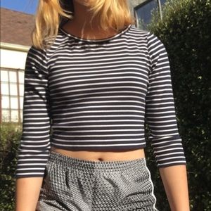 J.Crew Black and White Stripe Crop Top